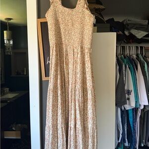 aerie Cream Maxi Dress with Orange Floral Print